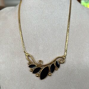Vintage Trifari gold and black necklace